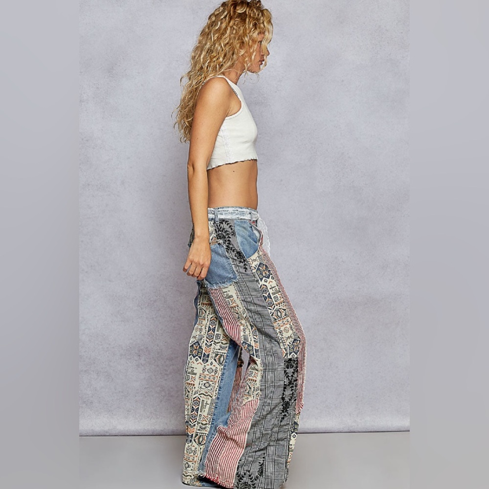 Bohemian Patchwork Wide-Leg Pants - Picture 6 of 6